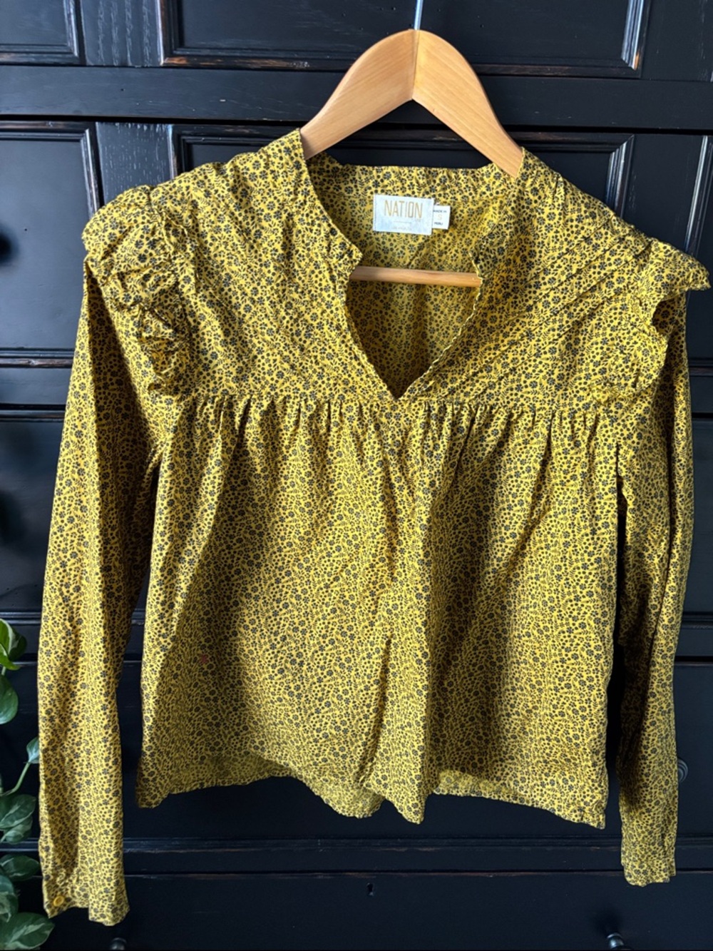 Nation LTD ‘Tilly’ size S Ruffle Top in Citrine Floral